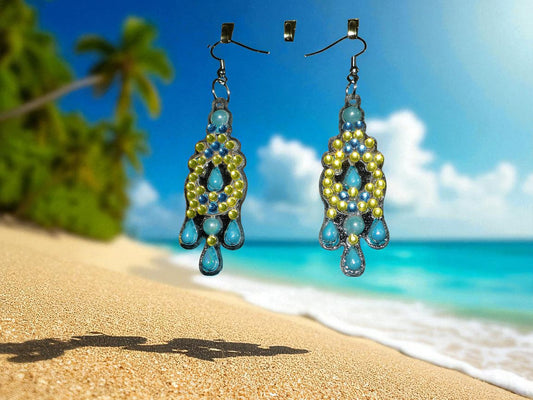 Blue Pearl & Gold Earrings