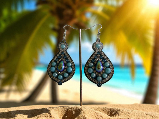 Blue Pearl Round Earrings