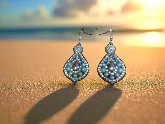 Blue Pearl Round Earrings