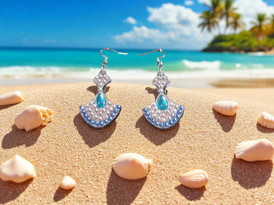 Blue & Crystal Swing Earrings
