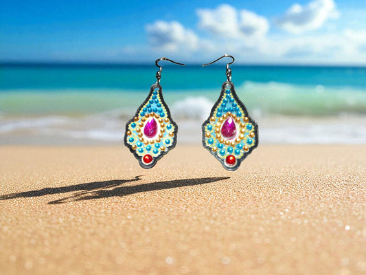 Purple Gem Colorful Earrings
