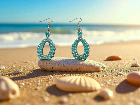 Blue Round Earrings