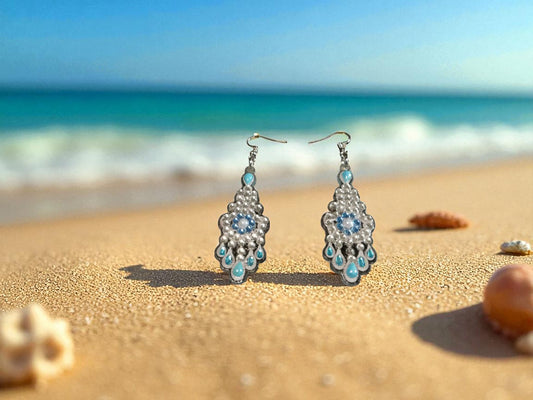 Crystal & Blue Pearl Earrings