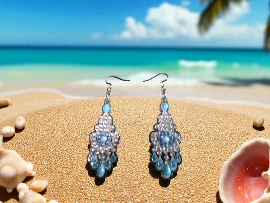 Crystal & Blue Pearl Earrings