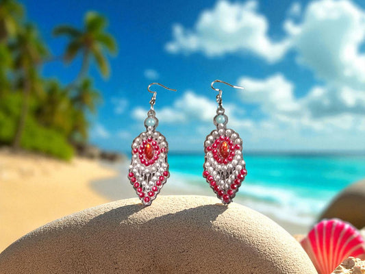 Red & Blue Pearl Earrings