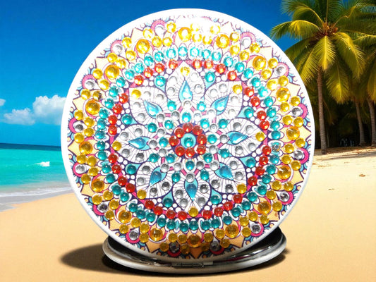 Gold & Blue Round Pocket Mirror