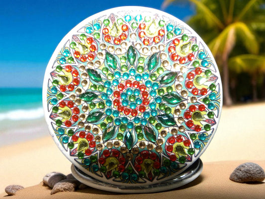 Red & Green Round Pocket Mirror