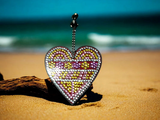 Pink & Yellow Heart Keychain