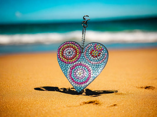 Colorful Circles Heart Keychain