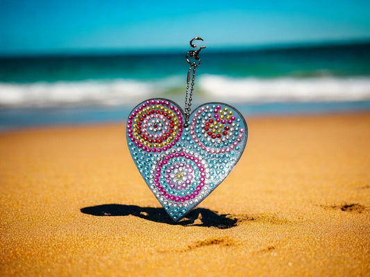 Colorful Circles Heart Keychain