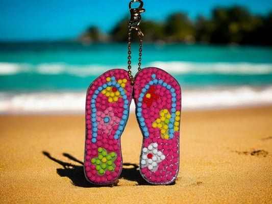 Pink Beach Sandals Keychain