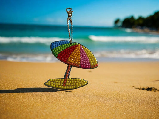 Colorful Beach Umbrella Keychain