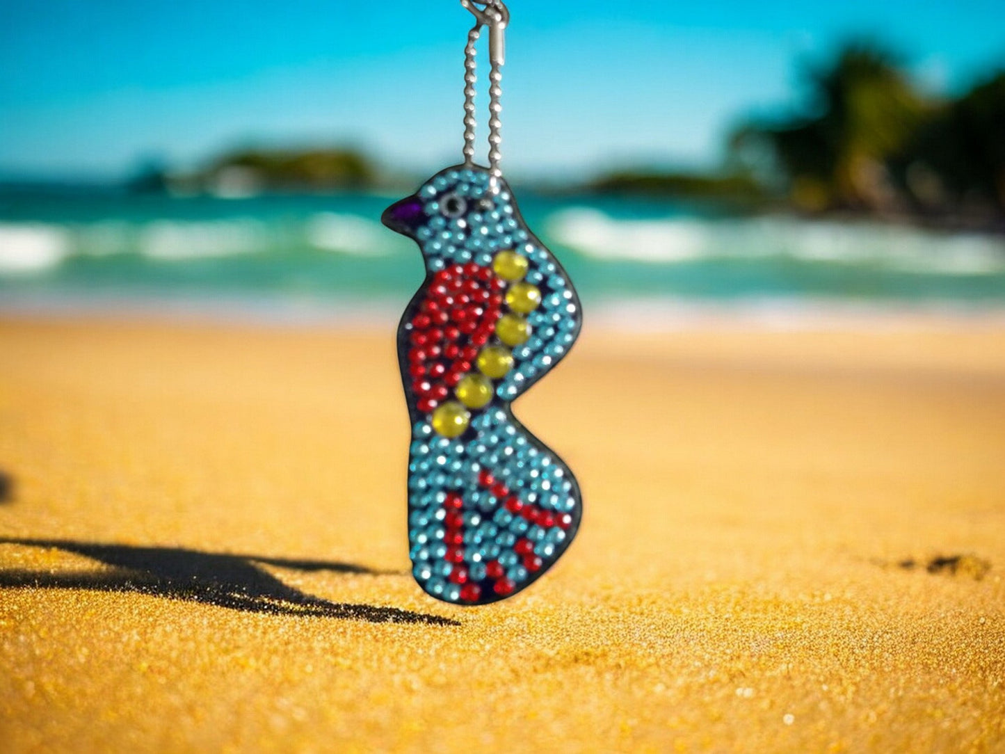 Blue & Red Bird Keychain