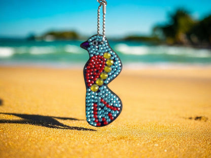 Blue & Red Bird Keychain