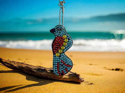 Blue & Red Bird Keychain