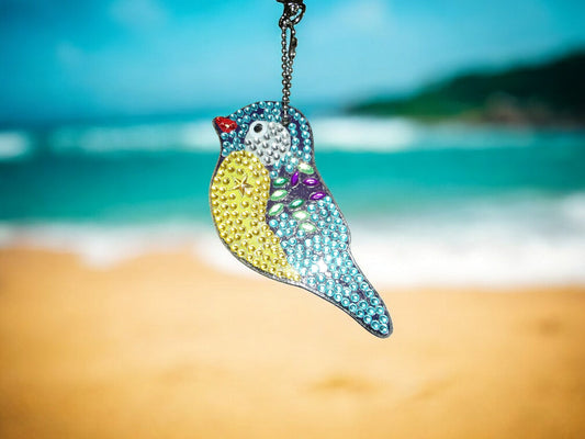 Blue & Yellow Robin Bird Keychain