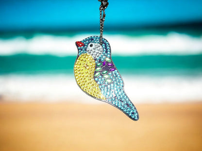 Blue & Yellow Robin Bird Keychain