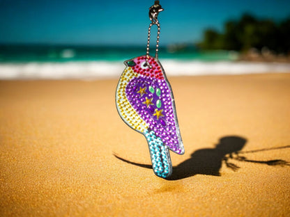 Purple Robin Bird Keychain