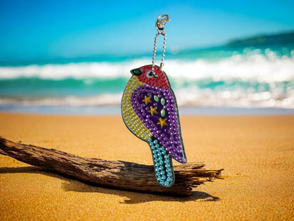 Purple Robin Bird Keychain