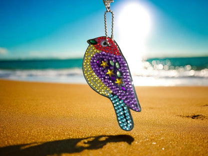 Purple Robin Bird Keychain