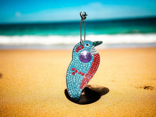 Purple Gem Robin Bird Keychain