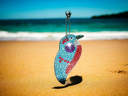 Purple Gem Robin Bird Keychain