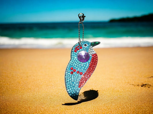 Purple Gem Robin Bird Keychain
