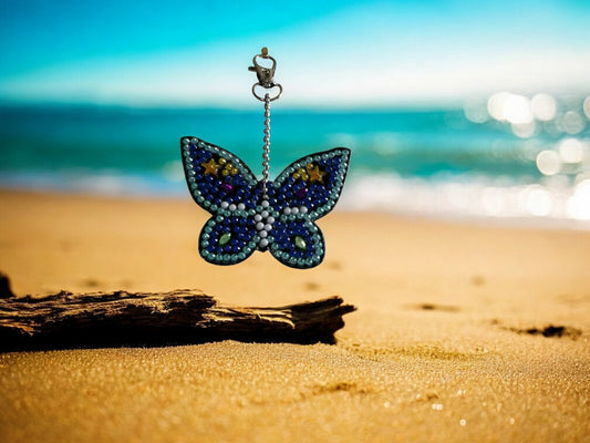 Dark & Light Blue Butterfly Keychain