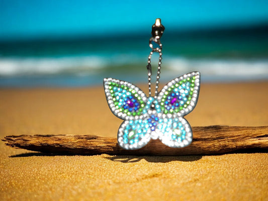 Colorful Blues Butterfly Keychain