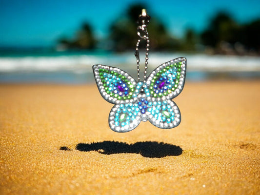 Colorful Blues Butterfly Keychain
