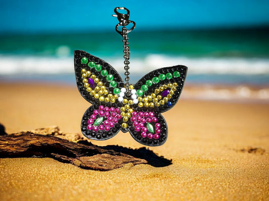 Black Muti-Colored Butterfly Keychain