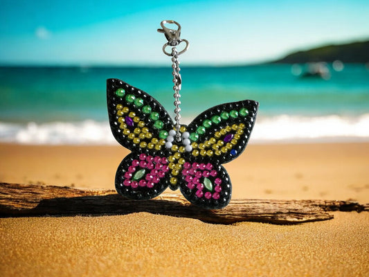 Black Muti-Colored Butterfly Keychain