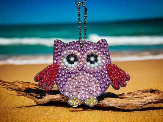 Purple Flying Owl Keychain