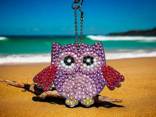 Purple Flying Owl Keychain