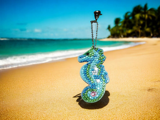 Green & Blue Seahorse Keychain