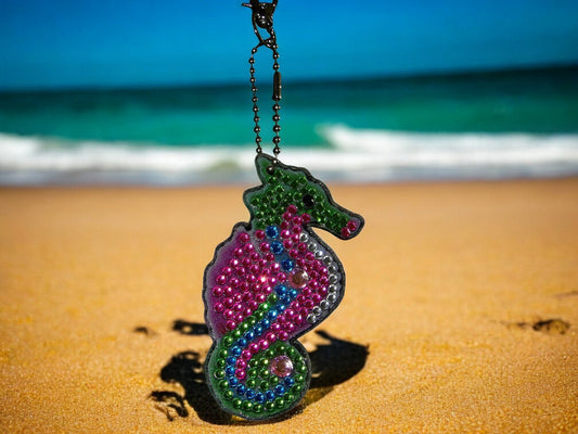 Pink & Green Seahorse Keychain