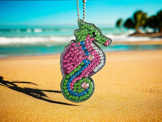 Pink & Green Seahorse Keychain