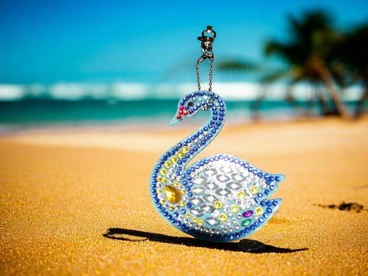 Swan w/Yellow Crystal Keychain