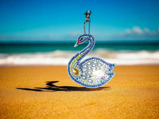 Swan w/Yellow Crystal Keychain