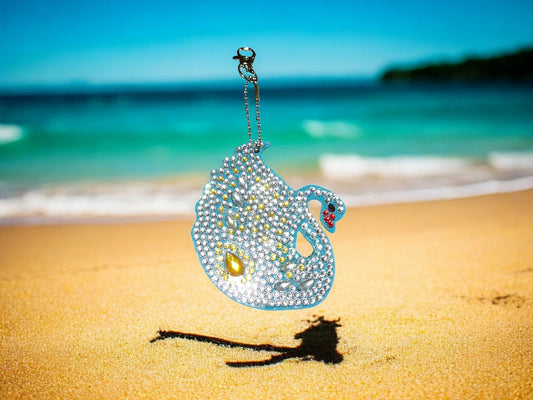 Clear & Yellow Swan Keychain