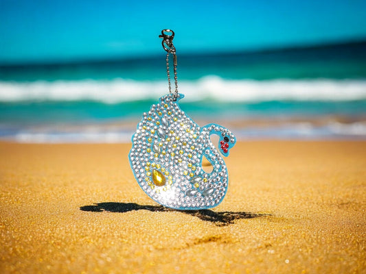 Clear & Yellow Swan Keychain