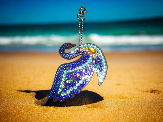 Multi-Blue Swan Keychain