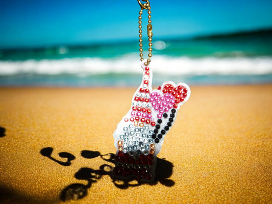 Gnome w/Heart Balloons Keychain