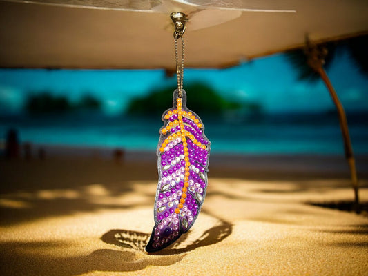 Orange & Purple Feather Keychain