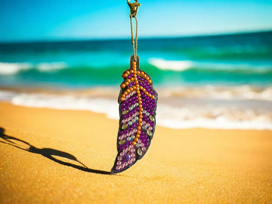 Orange & Purple Feather Keychain