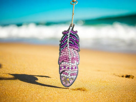 Pink & Purple Feather Keychain