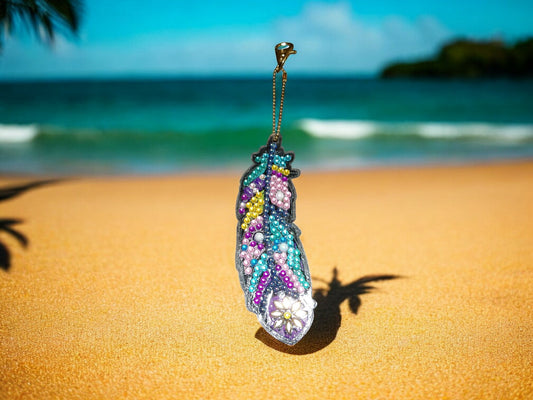 Blue & Purple Feather Keychain