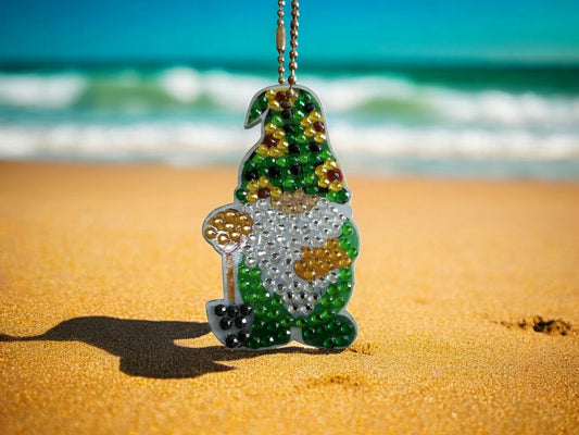 Green Sunflower Hat Gnome Keychain