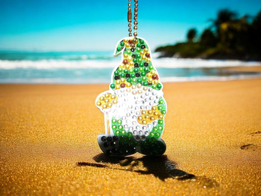 Green Sunflower Hat Gnome Keychain