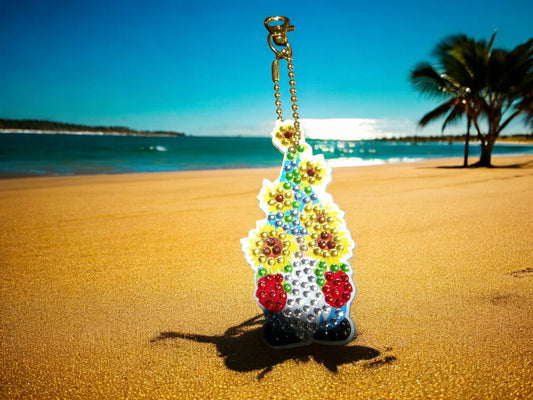 Sunflower Gnome Keychain